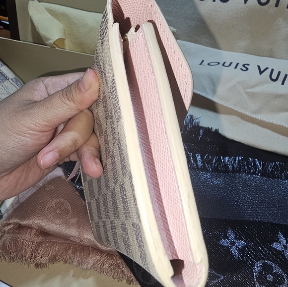 Authentic Louis Vuitton Damier Azur Emilie Wallet in Rose Ballerine π - Picture 9 of 10